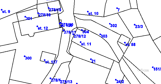Parcela st. 11 v KÚ Sobětice u Klatov, Katastrální mapa