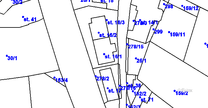 Parcela st. 16/1 v KÚ Sobětice u Klatov, Katastrální mapa
