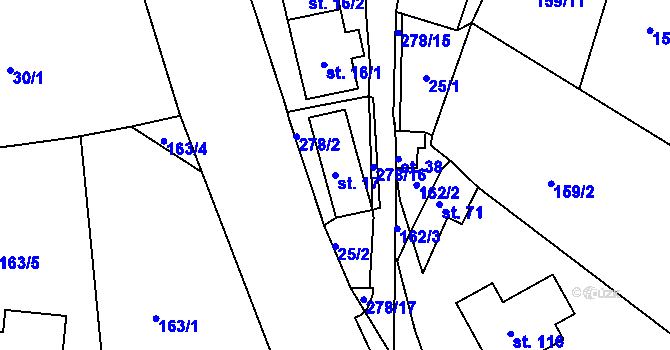 Parcela st. 17 v KÚ Sobětice u Klatov, Katastrální mapa