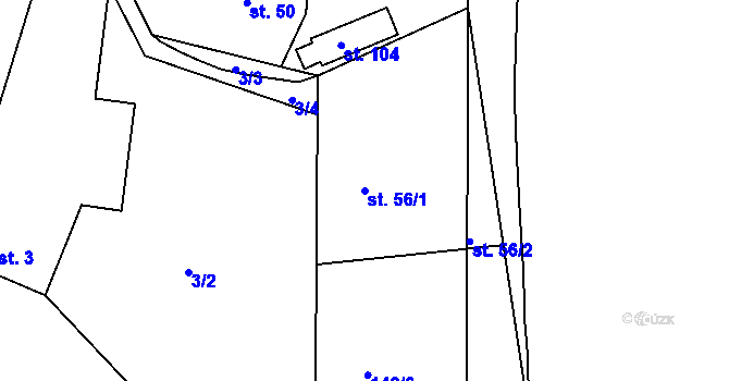 Parcela st. 56/1 v KÚ Sobětice u Klatov, Katastrální mapa