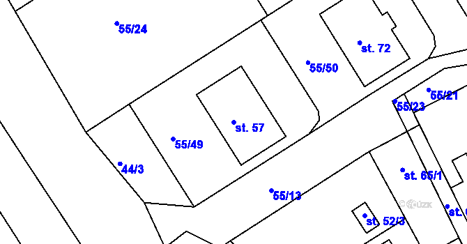 Parcela st. 57 v KÚ Sobětice u Klatov, Katastrální mapa