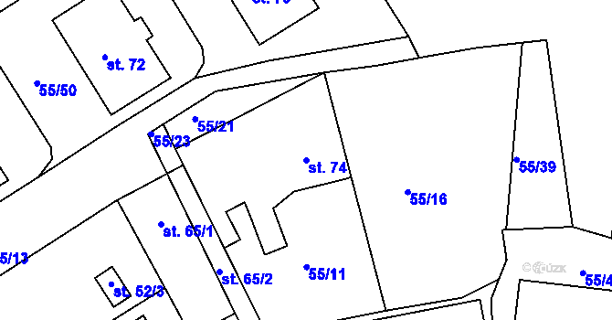 Parcela st. 74 v KÚ Sobětice u Klatov, Katastrální mapa