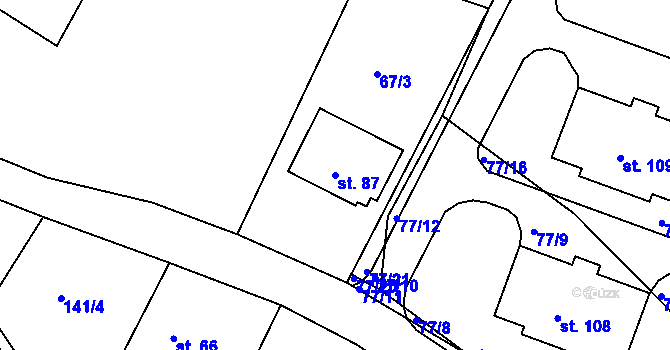 Parcela st. 87 v KÚ Sobětice u Klatov, Katastrální mapa