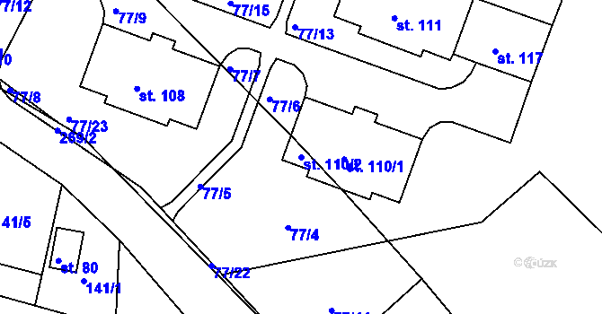 Parcela st. 110/2 v KÚ Sobětice u Klatov, Katastrální mapa