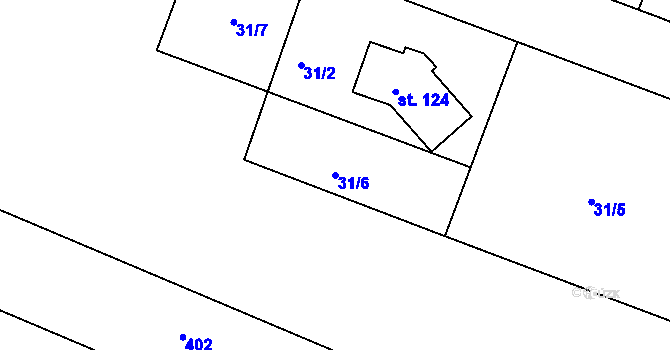 Parcela st. 31/6 v KÚ Sobětice u Klatov, Katastrální mapa