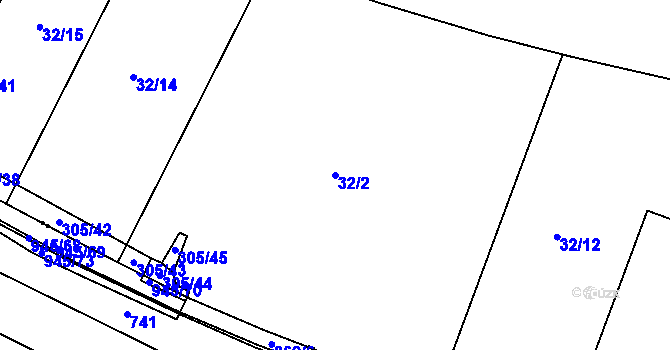 Parcela st. 32/2 v KÚ Sobětice u Klatov, Katastrální mapa