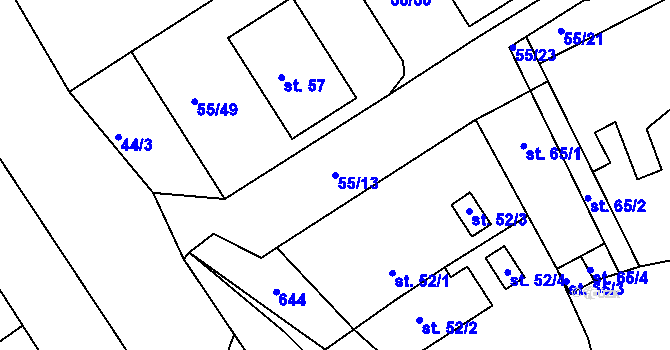 Parcela st. 55/13 v KÚ Sobětice u Klatov, Katastrální mapa