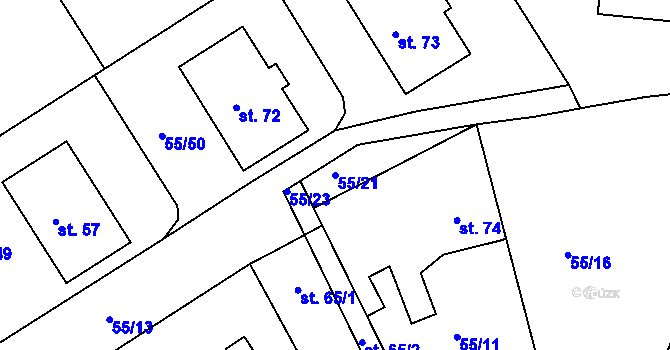 Parcela st. 55/21 v KÚ Sobětice u Klatov, Katastrální mapa
