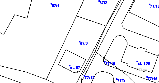 Parcela st. 67/3 v KÚ Sobětice u Klatov, Katastrální mapa