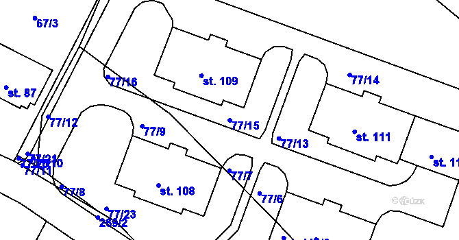Parcela st. 77/15 v KÚ Sobětice u Klatov, Katastrální mapa