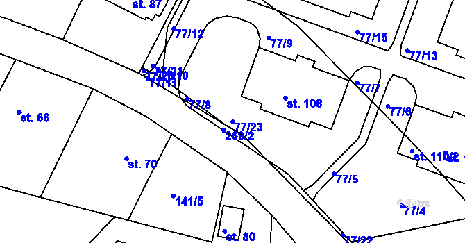 Parcela st. 77/23 v KÚ Sobětice u Klatov, Katastrální mapa