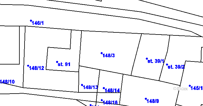 Parcela st. 148/3 v KÚ Sobětice u Klatov, Katastrální mapa