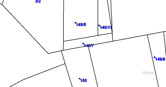 Parcela st. 148/7 v KÚ Sobětice u Klatov, Katastrální mapa