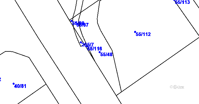 Parcela st. 55/48 v KÚ Sobětice u Klatov, Katastrální mapa