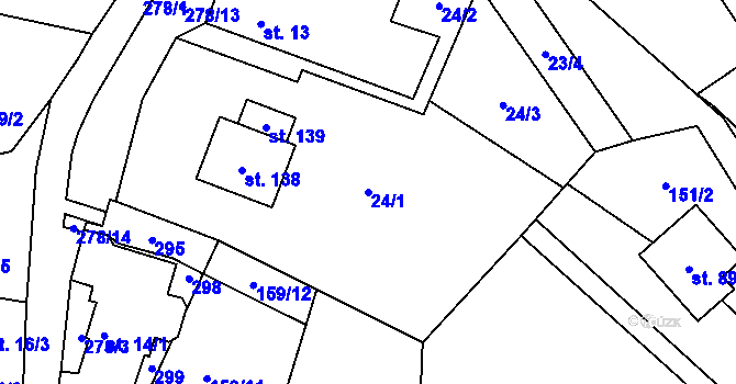 Parcela st. 24/1 v KÚ Sobětice u Klatov, Katastrální mapa