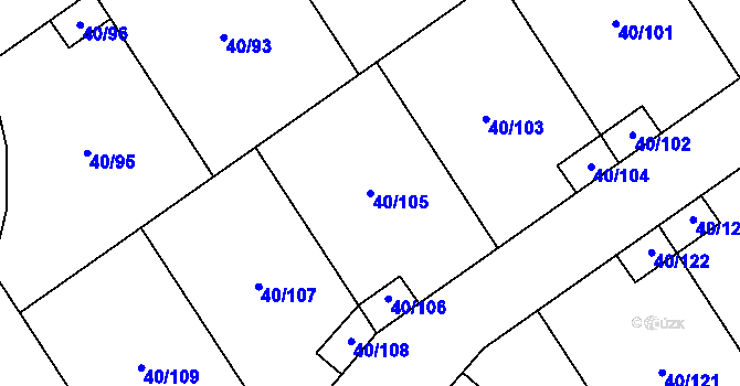 Parcela st. 40/105 v KÚ Sobětice u Klatov, Katastrální mapa
