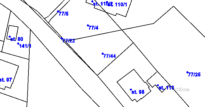 Parcela st. 77/44 v KÚ Sobětice u Klatov, Katastrální mapa