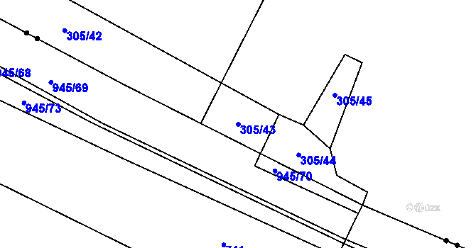 Parcela st. 305/43 v KÚ Sobětice u Klatov, Katastrální mapa