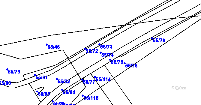 Parcela st. 55/74 v KÚ Sobětice u Klatov, Katastrální mapa