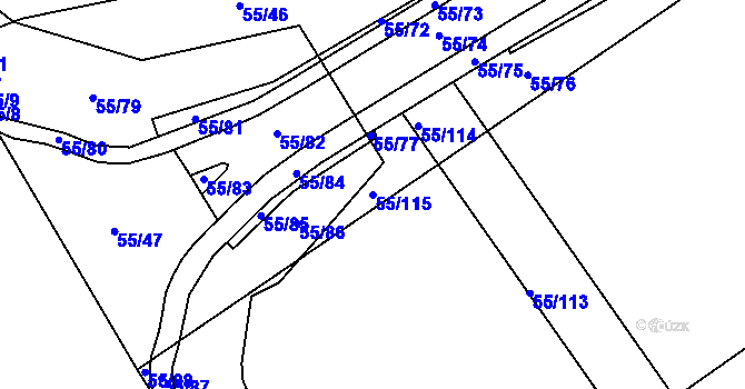 Parcela st. 55/115 v KÚ Sobětice u Klatov, Katastrální mapa