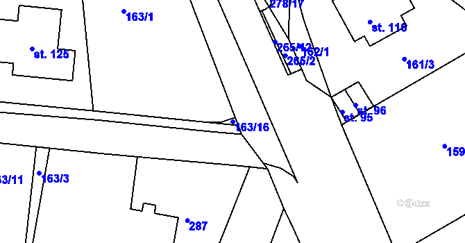 Parcela st. 163/16 v KÚ Sobětice u Klatov, Katastrální mapa