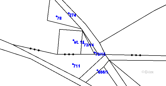 Parcela st. 73/14 v KÚ Kosmáčov, Katastrální mapa