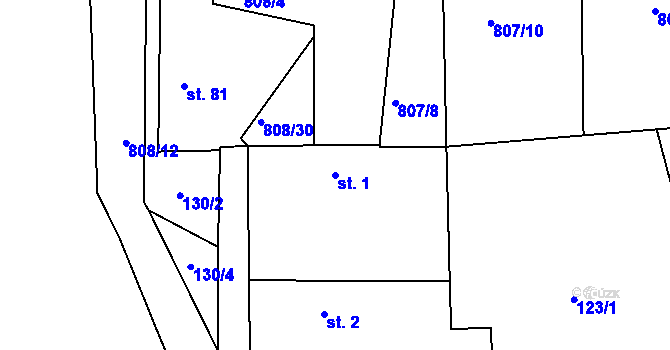 Parcela st. 1 v KÚ Luby, Katastrální mapa