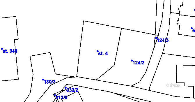 Parcela st. 4 v KÚ Luby, Katastrální mapa