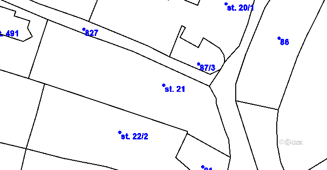 Parcela st. 21 v KÚ Luby, Katastrální mapa