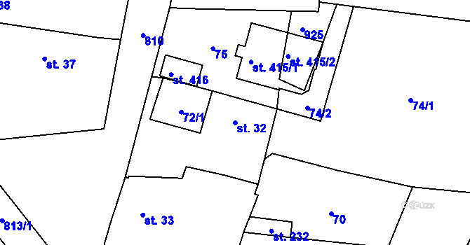 Parcela st. 32 v KÚ Luby, Katastrální mapa