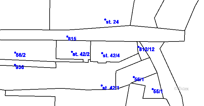 Parcela st. 42/4 v KÚ Luby, Katastrální mapa
