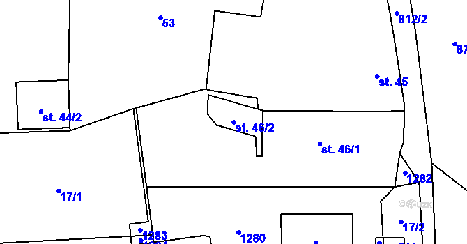 Parcela st. 46/2 v KÚ Luby, Katastrální mapa