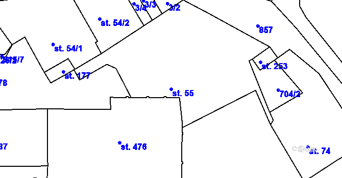 Parcela st. 55 v KÚ Luby, Katastrální mapa