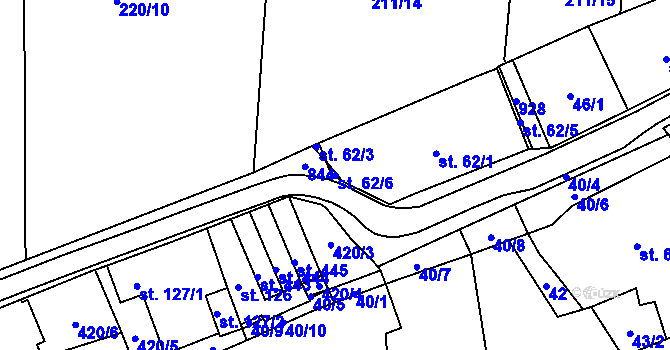 Parcela st. 62/6 v KÚ Luby, Katastrální mapa