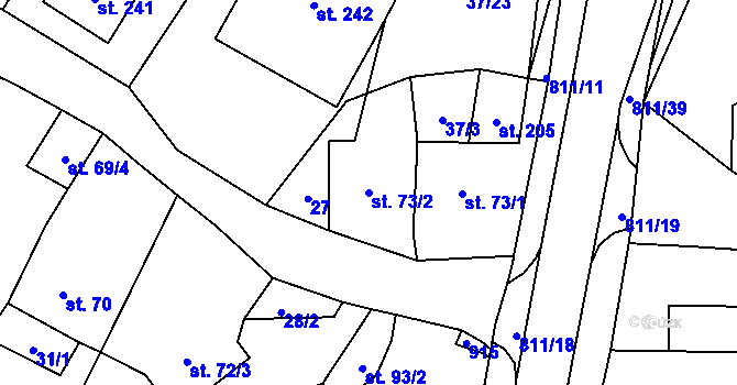 Parcela st. 73/2 v KÚ Luby, Katastrální mapa