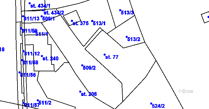 Parcela st. 77 v KÚ Luby, Katastrální mapa