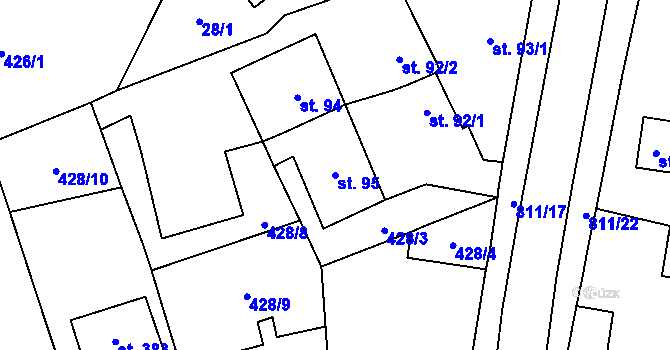 Parcela st. 95 v KÚ Luby, Katastrální mapa