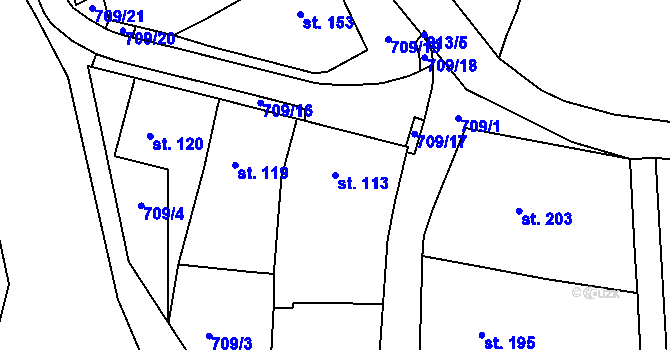 Parcela st. 113 v KÚ Luby, Katastrální mapa