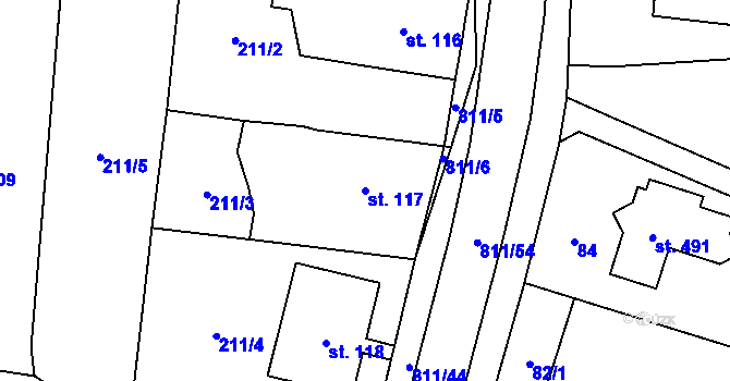 Parcela st. 117 v KÚ Luby, Katastrální mapa