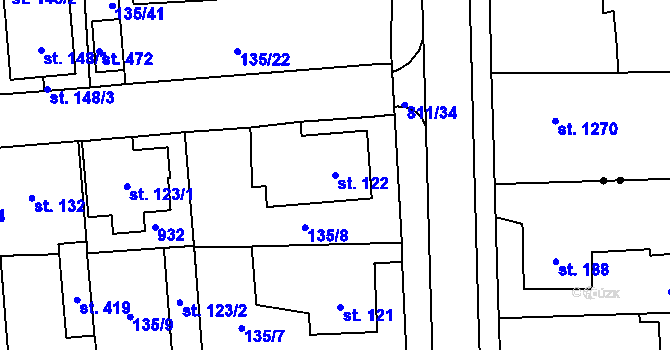 Parcela st. 122 v KÚ Luby, Katastrální mapa