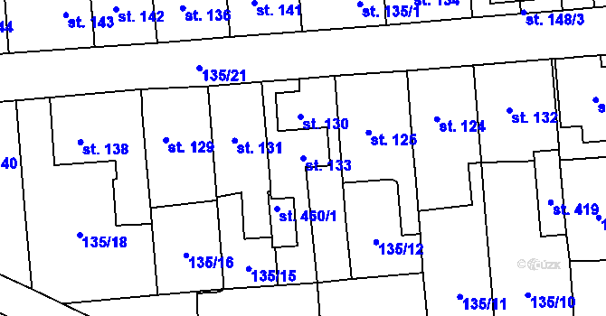 Parcela st. 133 v KÚ Luby, Katastrální mapa