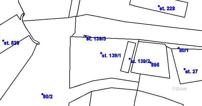 Parcela st. 139/1 v KÚ Luby, Katastrální mapa