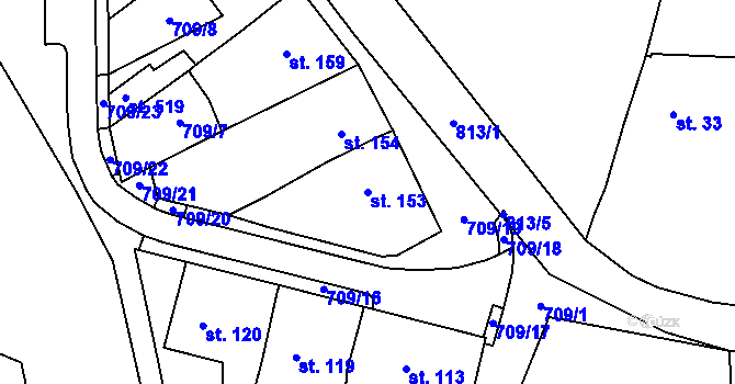 Parcela st. 153 v KÚ Luby, Katastrální mapa