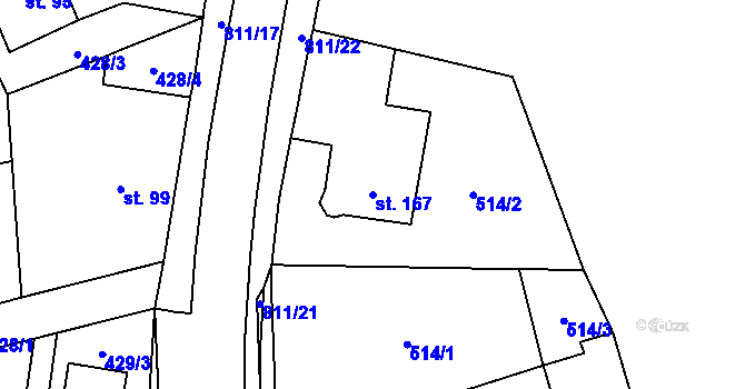 Parcela st. 167 v KÚ Luby, Katastrální mapa