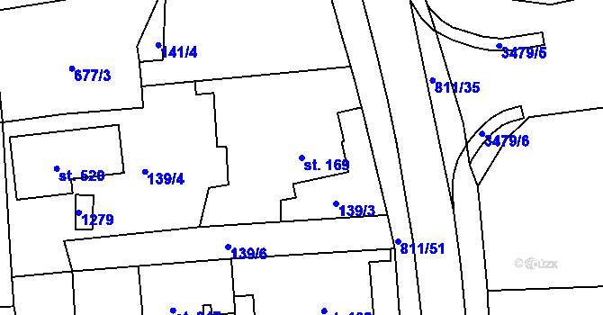 Parcela st. 169 v KÚ Luby, Katastrální mapa