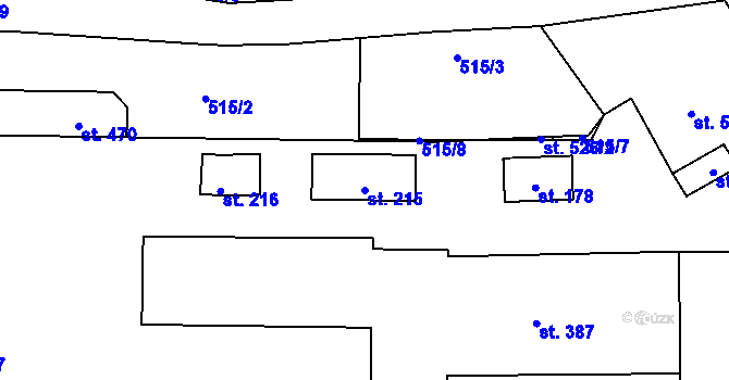 Parcela st. 215 v KÚ Luby, Katastrální mapa