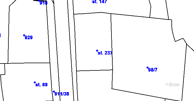 Parcela st. 237 v KÚ Luby, Katastrální mapa