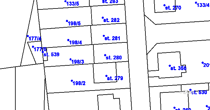 Parcela st. 280 v KÚ Luby, Katastrální mapa