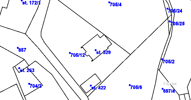 Parcela st. 329 v KÚ Luby, Katastrální mapa