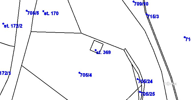 Parcela st. 369 v KÚ Luby, Katastrální mapa